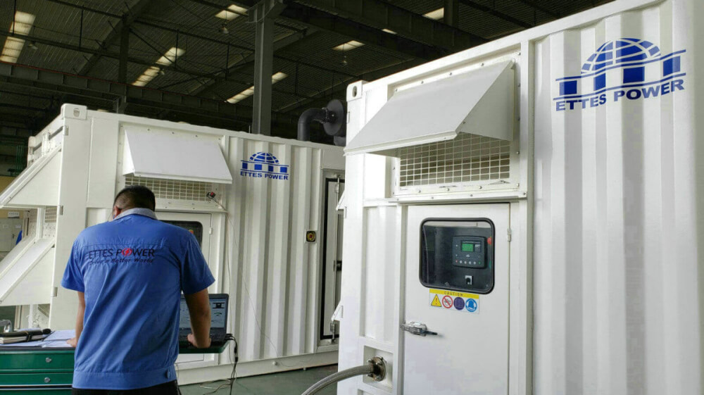 Factory Testing FAT for 2x500kW Cummins container natural gas gensetst ETTES POWER